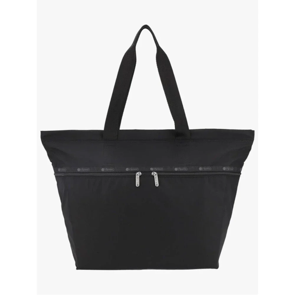 LeSportsac Black Nylon Zip-Front Large Tote Vacation Gym Lightweight Minimalist
